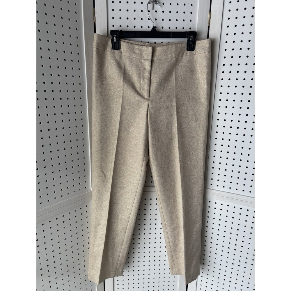 Women's 33" Waist Gold Shimmer Metallic Pleated Dress Pants